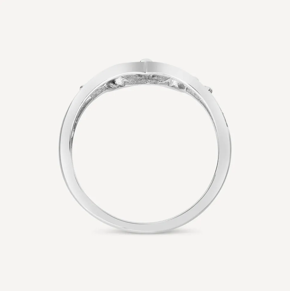 Sterling Silver Cubic Zirconia Wishbone Claddagh Ring