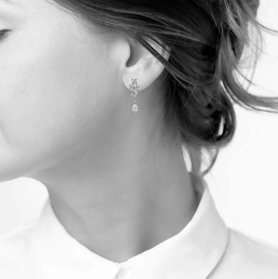 Sterling Silver Cubic Zirconia Pear Drop Earrings