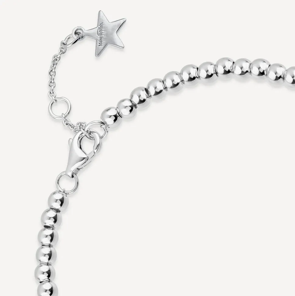 Sterling Silver Cubic Zirconia Star Make-A-Wish Bead Bracelet
