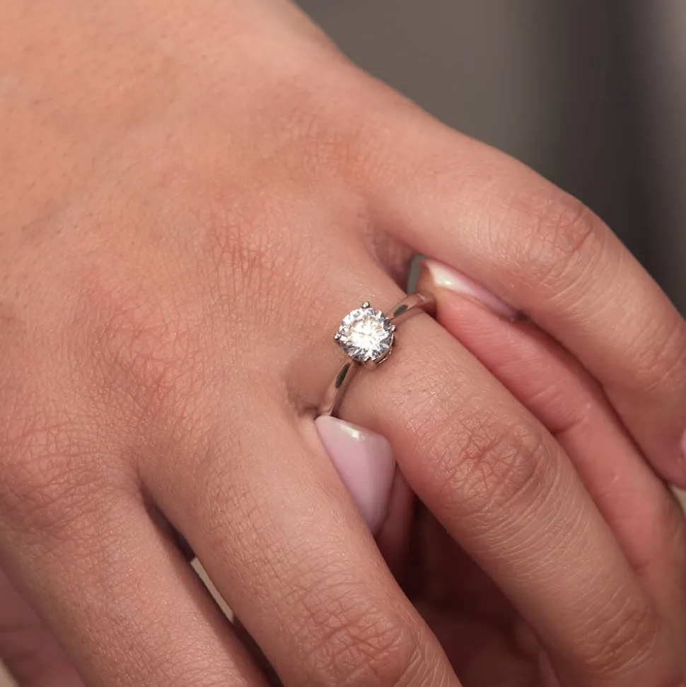Sterling Silver Cubic Zirconia Solitaire Promise Ring