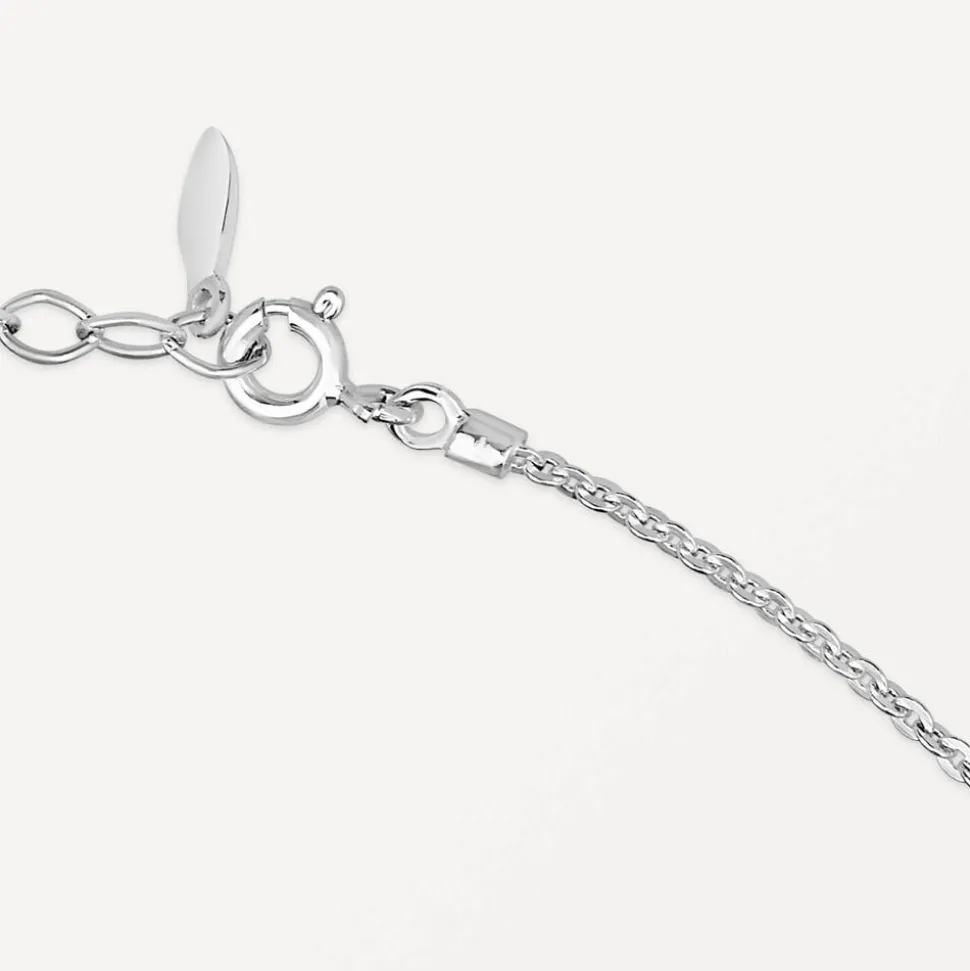 Sterling Silver Cubic Zirconia Flower and Cubic Zirconia Cluster Pearl Drop Necklet