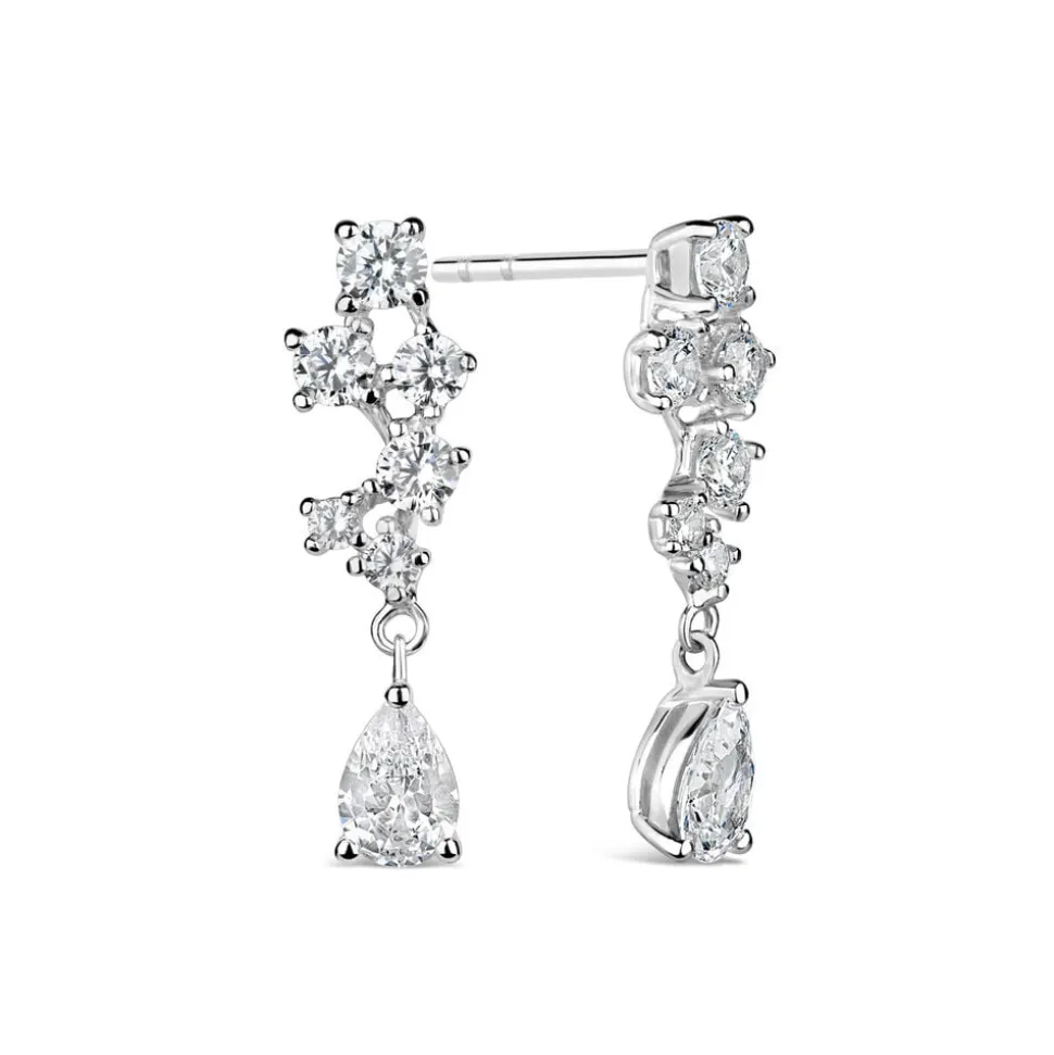 Sterling Silver Cubic Zirconia Pear Drop Earrings