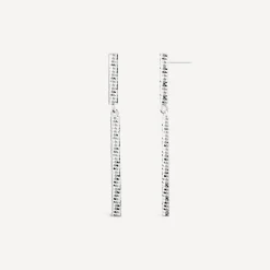 Sterling Silver Diamond Cut Bar Drop Earrings