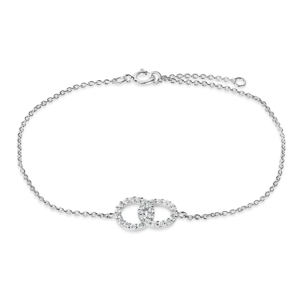 Sterling Silver Double Circle Cubic Zirconia Bracelet