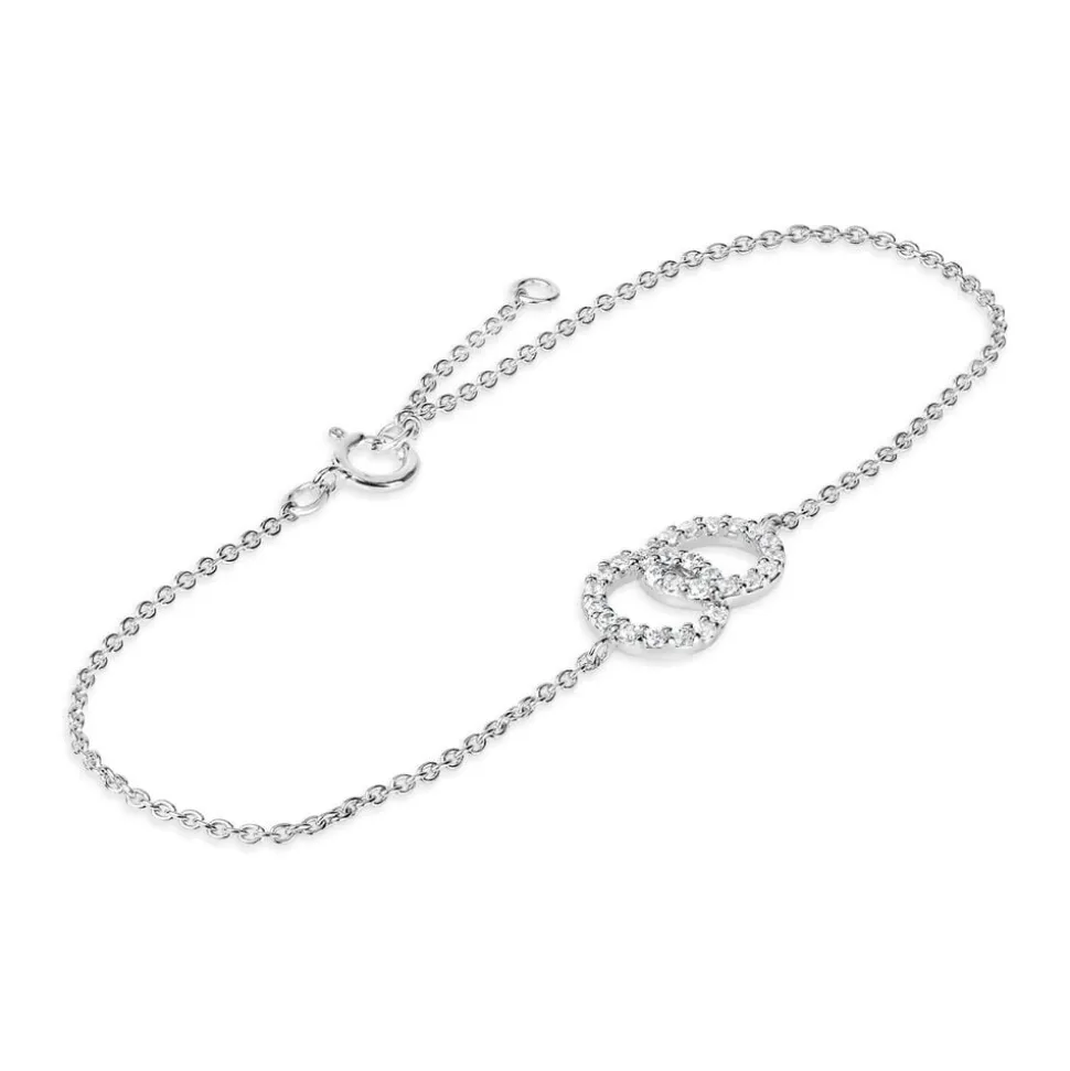Sterling Silver Double Circle Cubic Zirconia Bracelet