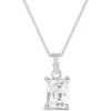 Sterling Silver Emerald Cut Cubic Zirconia Set Pendant (Chain Included)