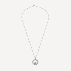 Sterling Silver February Birthstone Pave Cubic Zirconia Claddagh Pendant
