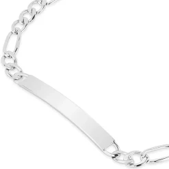 Sterling Silver Figaro Link Ladies Identity Braclelet