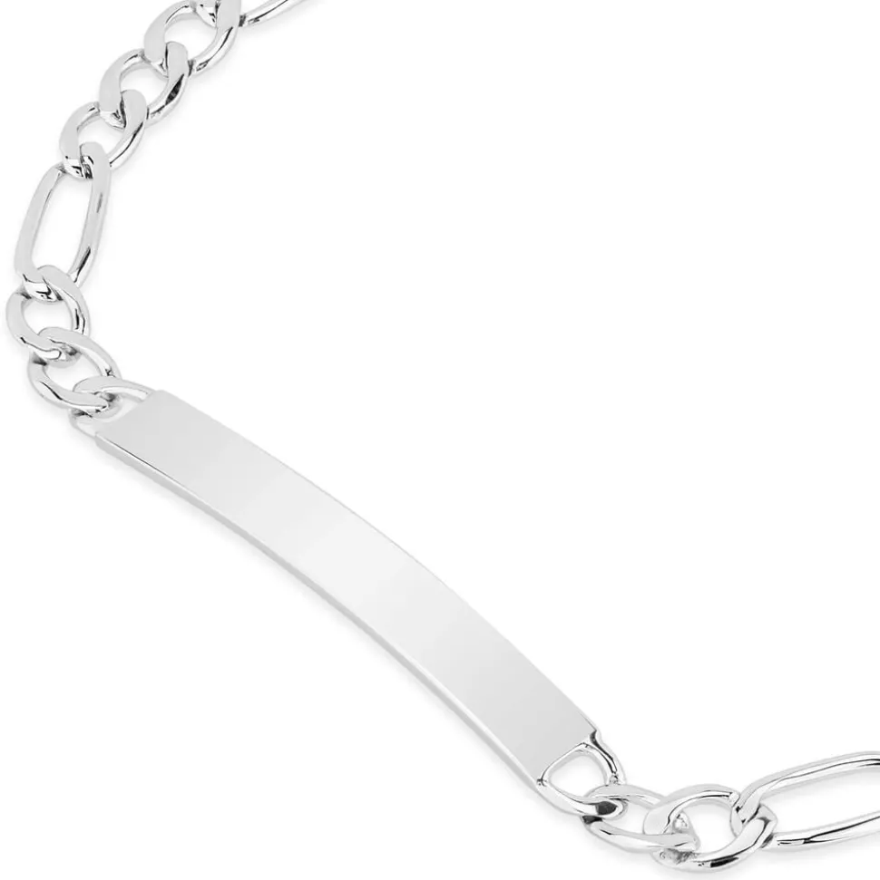 Sterling Silver Figaro Link Ladies Identity Braclelet