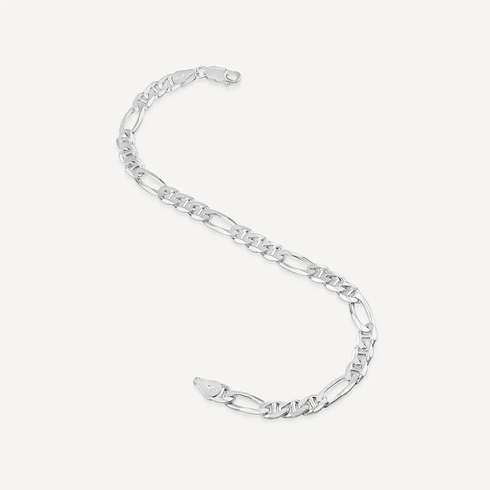Sterling Silver Figaro Men's Bracelet