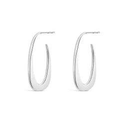Sterling Silver Flat Open Hoop Earrings