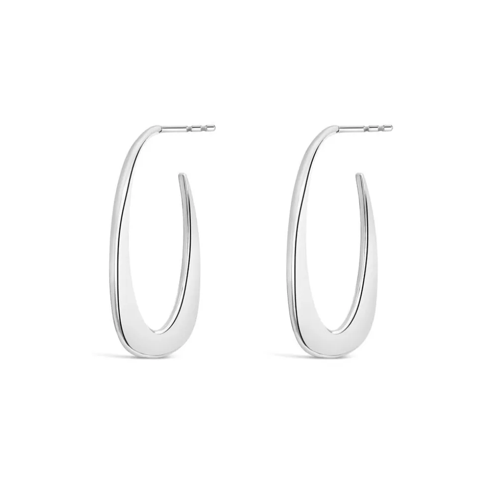Sterling Silver Flat Open Hoop Earrings