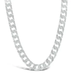 Sterling Silver Flat Square Curbed Men's Necklace
