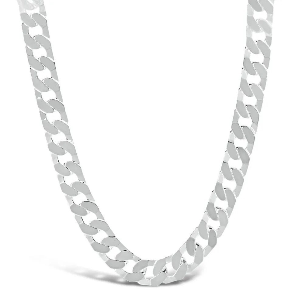 Sterling Silver Flat Square Curbed Men's Necklace