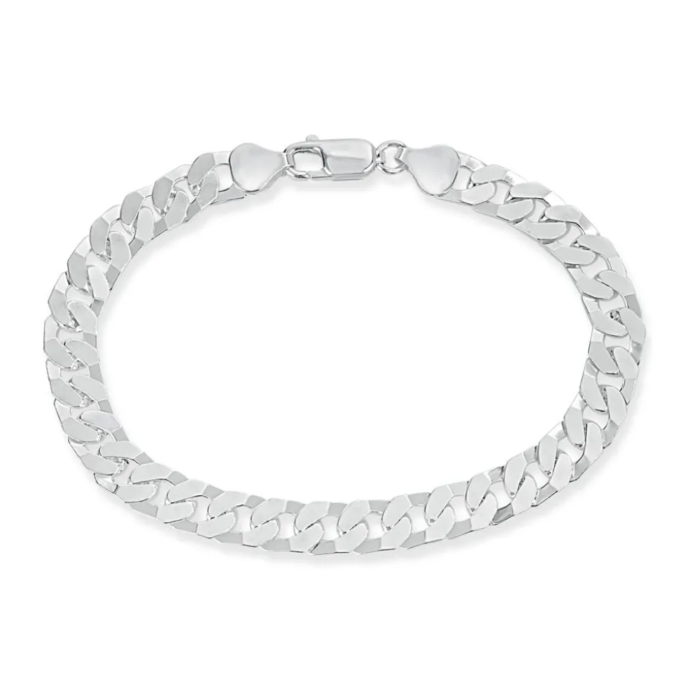 Sterling Silver Flat Square Curbed Men's Bracelet