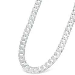 Sterling Silver Flat Square Curbed Men's Necklace