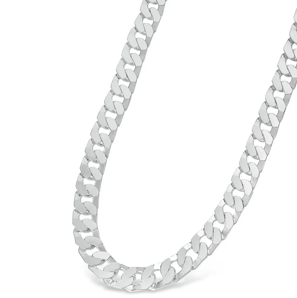 Sterling Silver Flat Square Curbed Men's Necklace