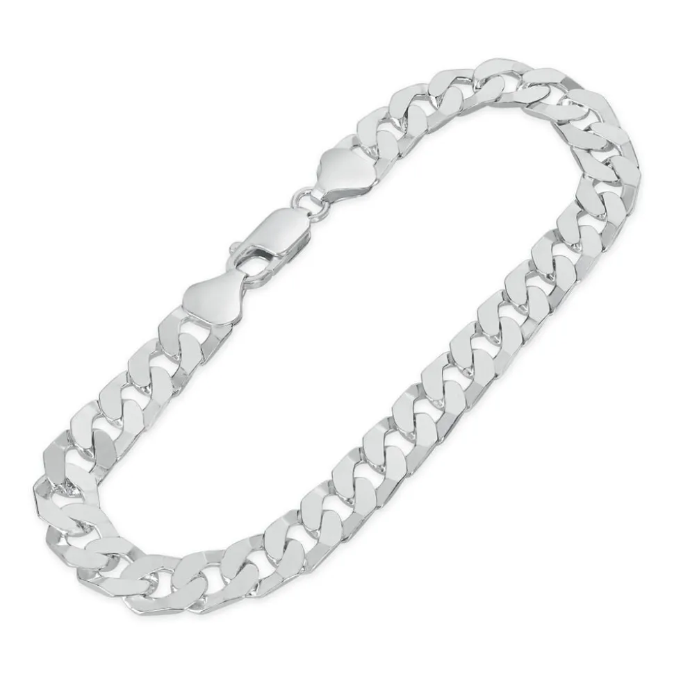 Sterling Silver Flat Square Curbed Men's Bracelet