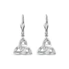 Sterling Silver Flush Set Cubic Zirconia Trinity Knot Drop Earrings