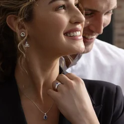 Sterling Silver Flush Set Cubic Zirconia Trinity Knot Drop Earrings