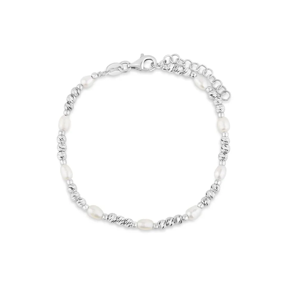 Sterling Silver Freshwater Beaded Pearl Bracelet