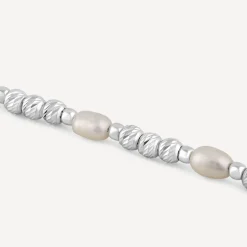 Sterling Silver Freshwater Beaded Pearl Bracelet