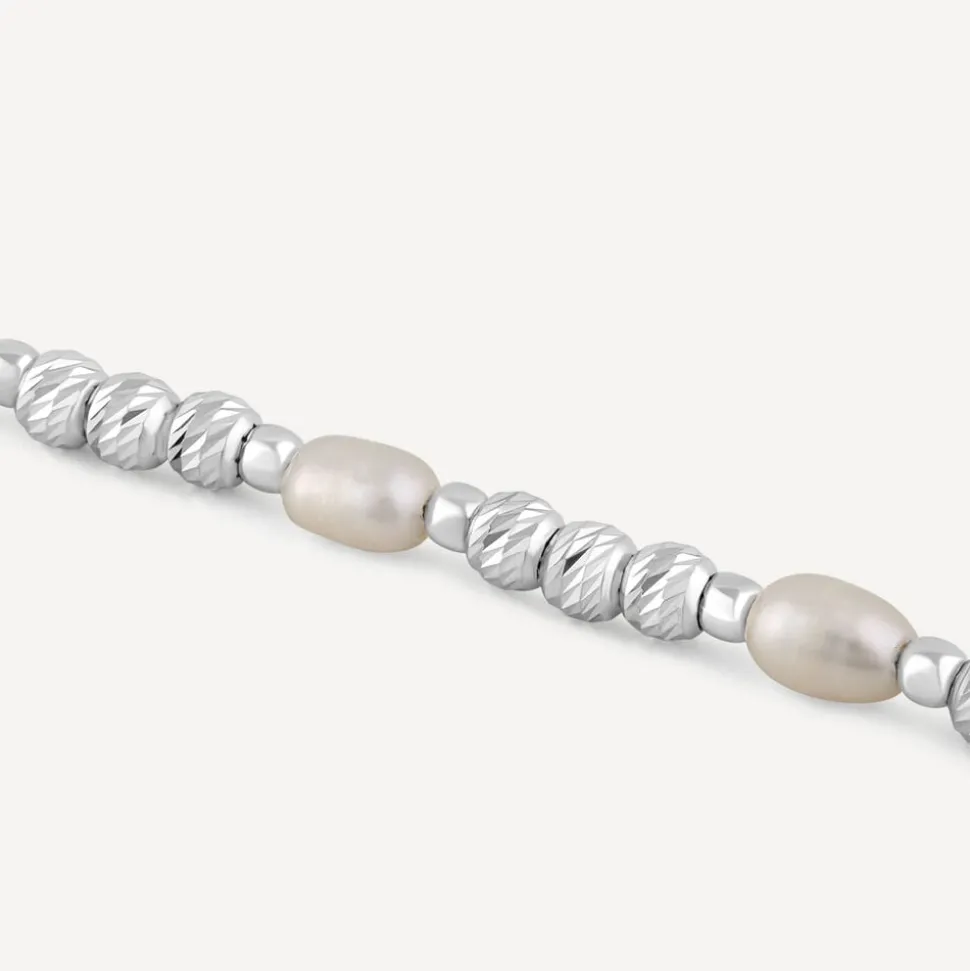 Sterling Silver Freshwater Beaded Pearl Bracelet