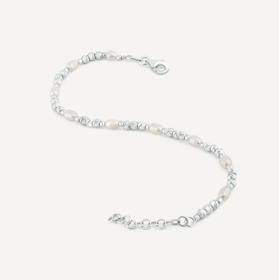 Sterling Silver Freshwater Beaded Pearl Bracelet