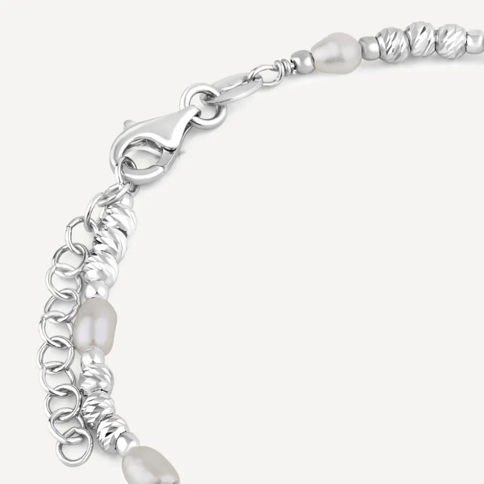 Sterling Silver Freshwater Beaded Pearl Bracelet