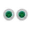Sterling Silver Green Centre Stone & Cubic Zirconia Halo Stud Earrings