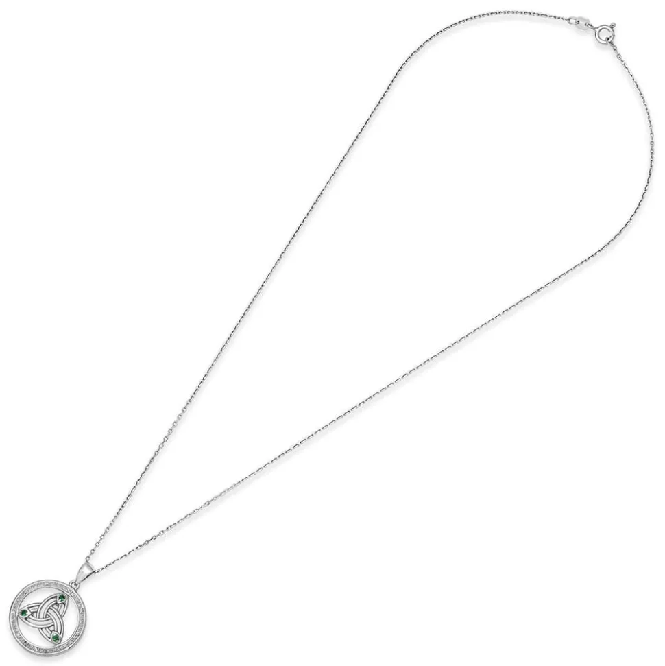 Sterling Silver Green Stone Trinity Knot Pendant
