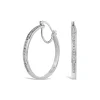 Sterling Silver Half chain Cubic Zirconia Half Polished Hoop Earrings