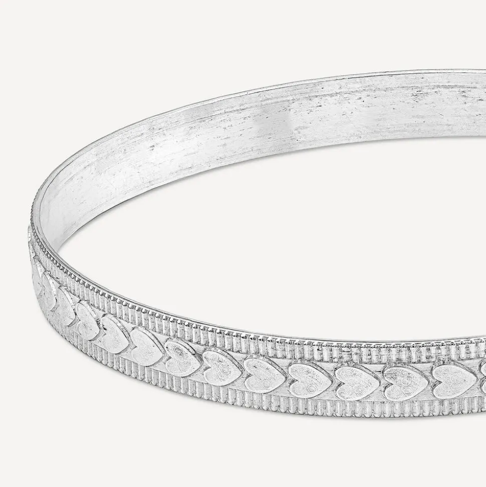 Sterling Silver Heart Design Baby Bangle