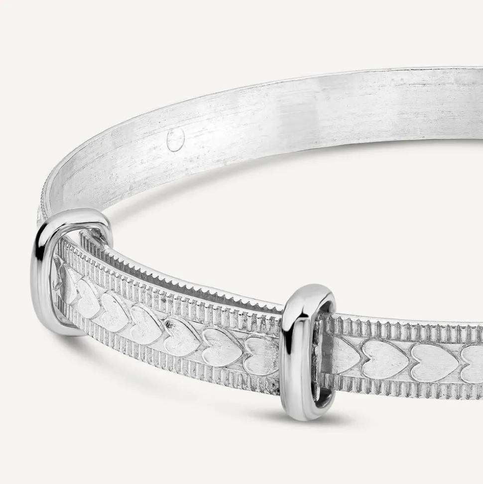 Sterling Silver Heart Design Baby Bangle