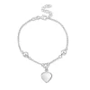 Sterling Silver Heart Drop Pendant Ball Chain Bracelet