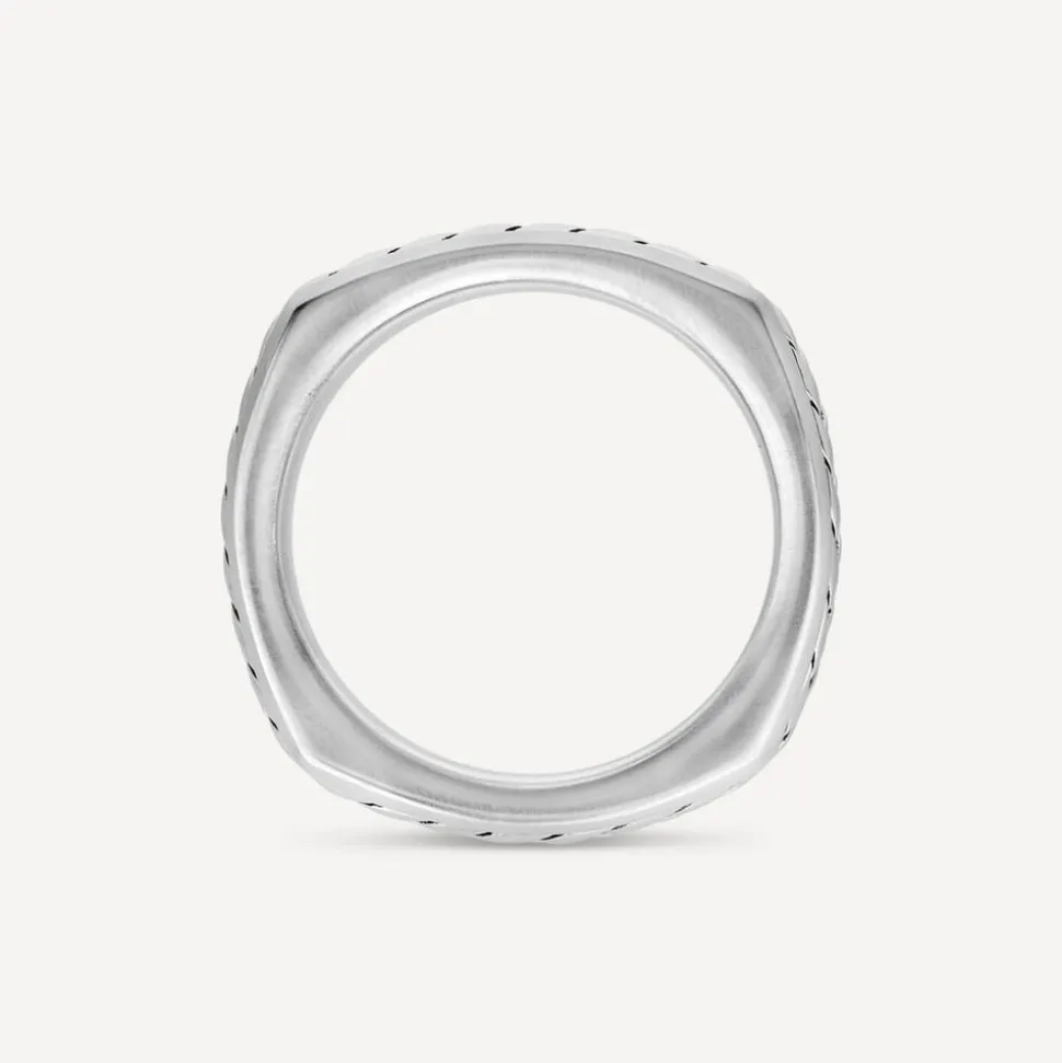 Sterling Silver Herringbone Square Ring