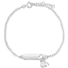 Sterling Silver Identity Bracelet With Peace and Wish-Bone Symbol