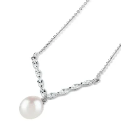 Sterling Silver Marquis Cubic Zirconia With Forward Drop Necklet