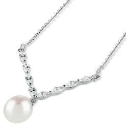 Sterling Silver Marquis Cubic Zirconia With Forward Drop Necklet