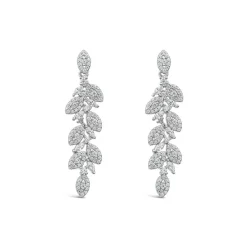 Sterling Silver Marquis Flower Drop Earrings