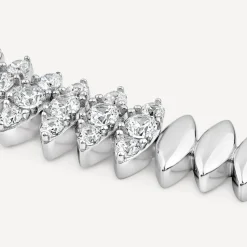 Sterling Silver Marquise Cubic Zirconia & Polished Oblong Links Bracelet
