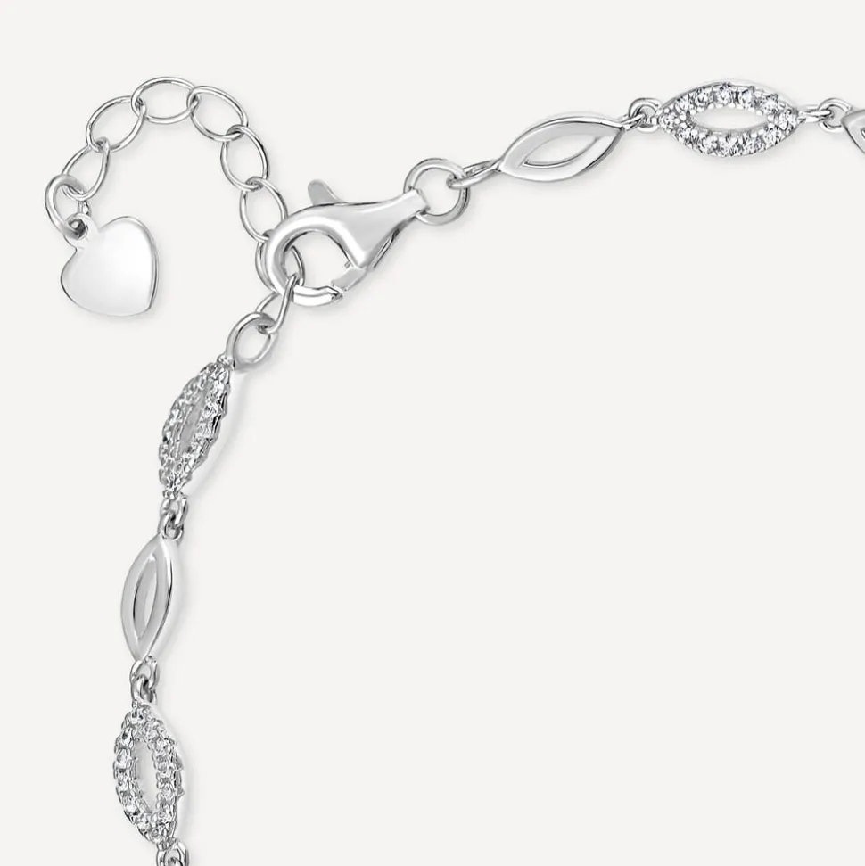 Sterling Silver Marquise Cubic Zirconia Bracelet