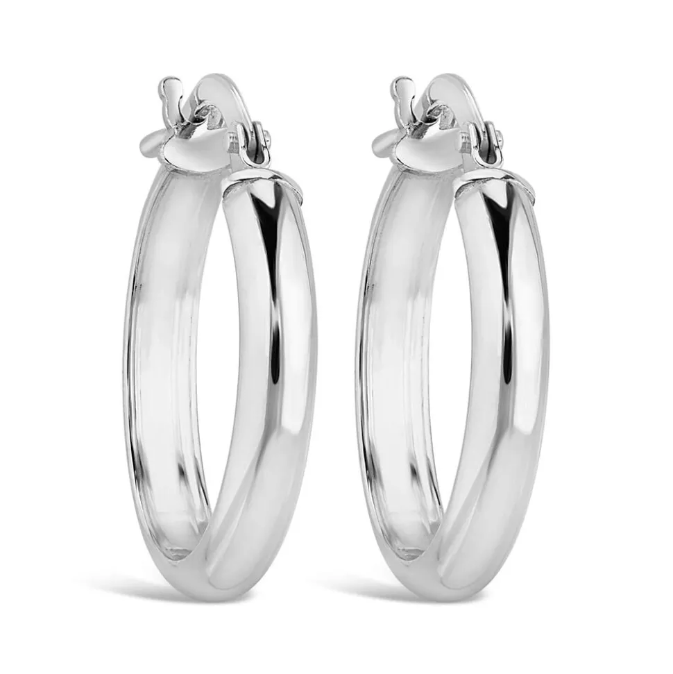 Sterling Silver 15mm Plain Hoop Earrings