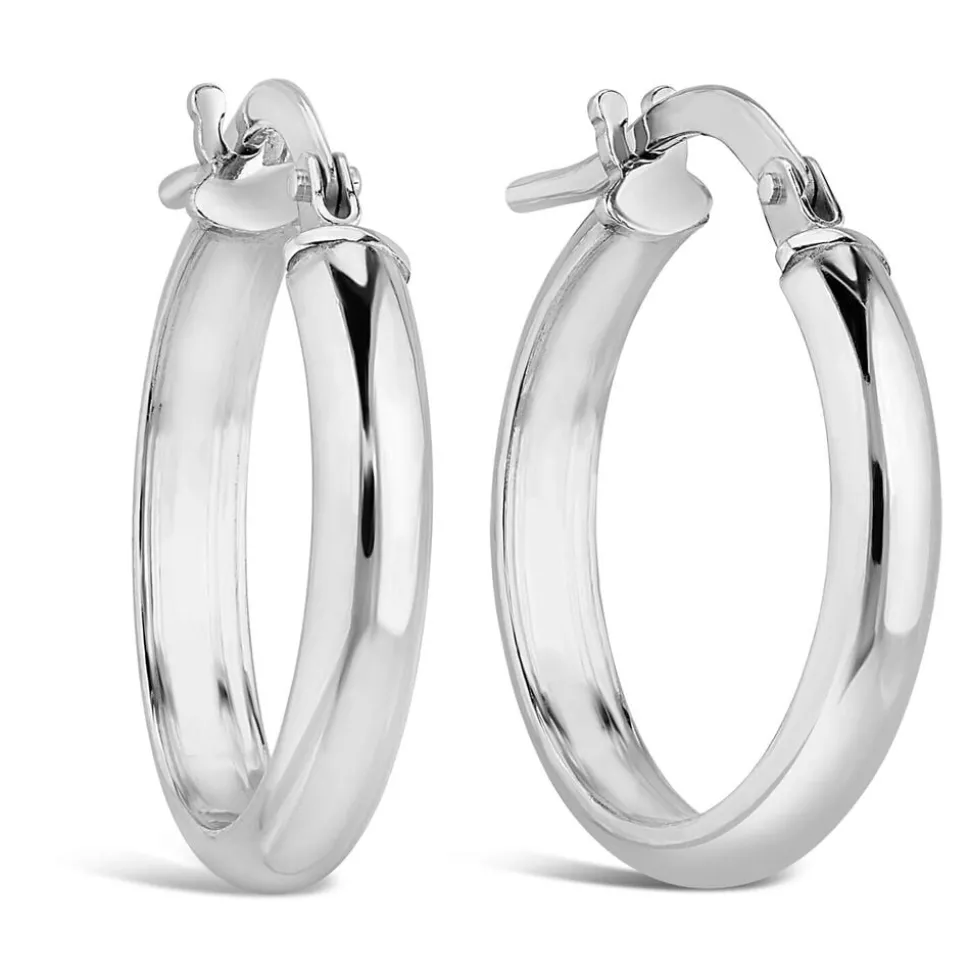 Sterling Silver 15mm Plain Hoop Earrings