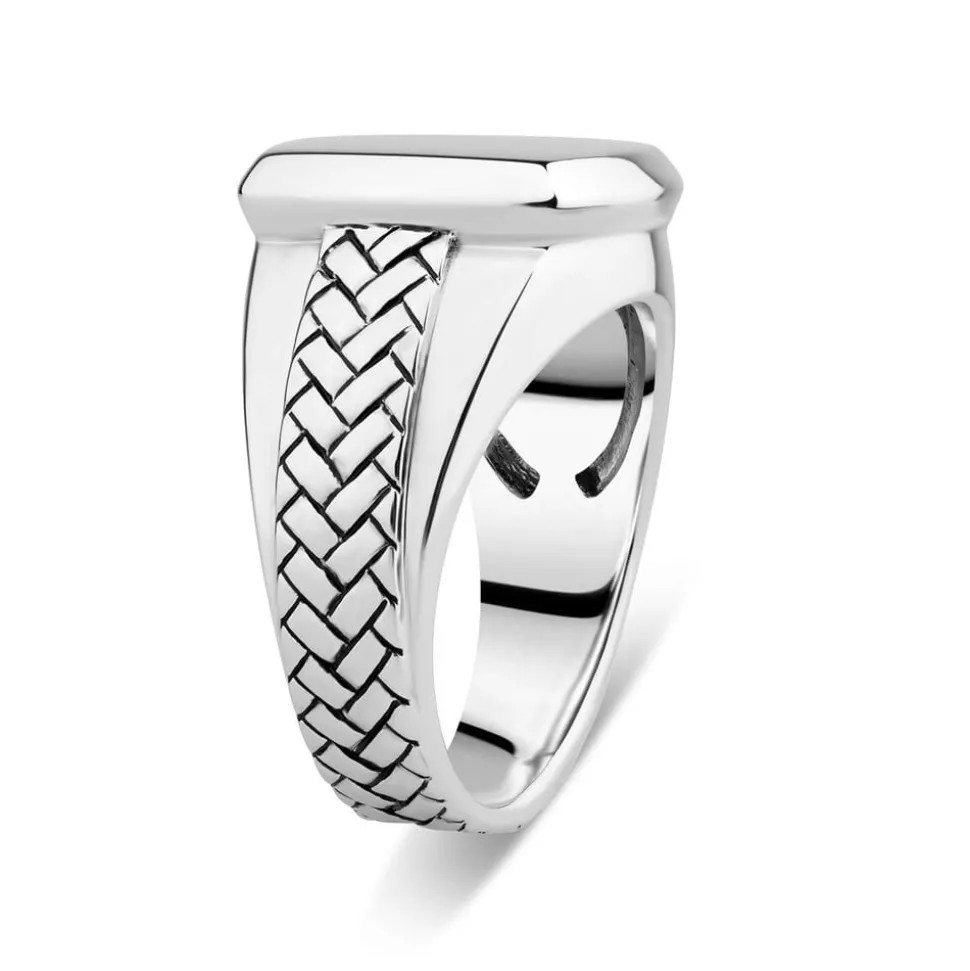 Sterling Silver 4.9mm Square Braided Signet Men's Ring