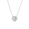 Sterling Silver Mother of Pearl & Cubic Zirconia Clover Petal Necklet