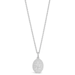 Sterling Silver Oval Frill Miraculous Medal (Chain Included)