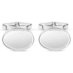 Sterling Silver Oval Plain Cufflinks
