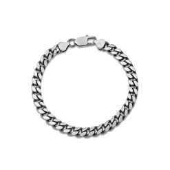 Sterling Silver Oxidised Curved Link Bracelet