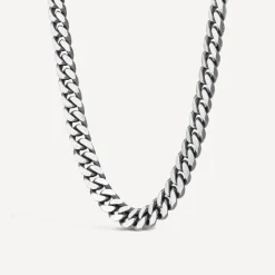 Sterling Silver Oxidised 20' Curb Mens Necklace